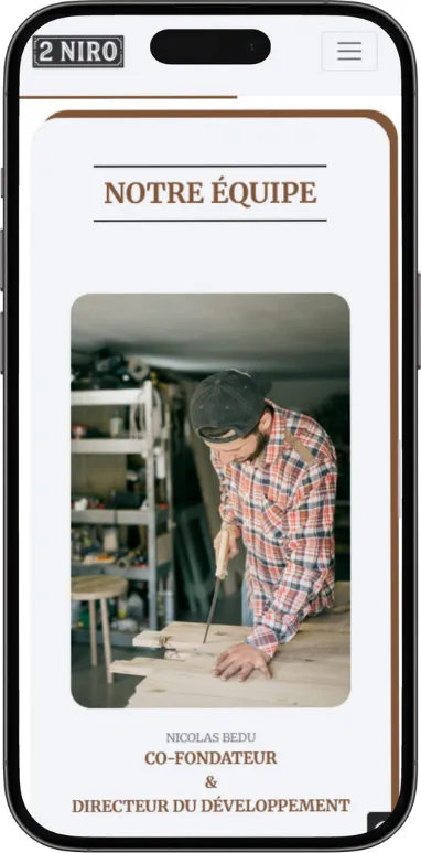 Site vitrine 2Niro sur mobile, capture 2