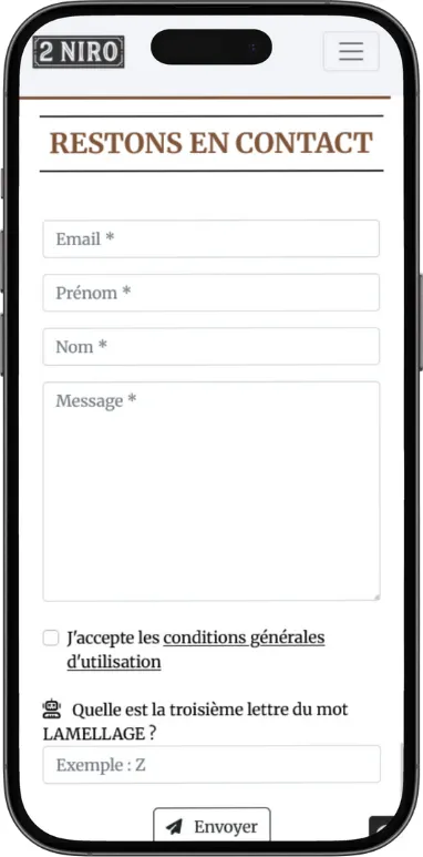 Site vitrine 2Niro sur mobile, capture 5