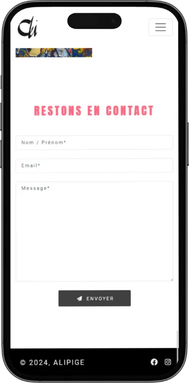 Site vitrine Alipige sur mobile, capture 5