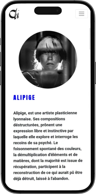 Site vitrine Alipige sur mobile, capture 2