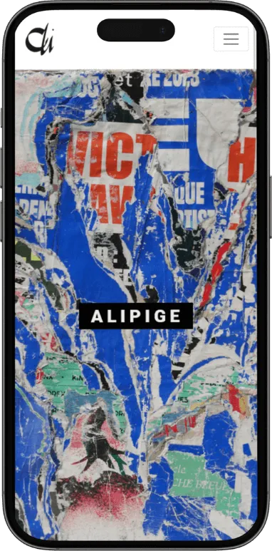 Site vitrine Alipige sur mobile, capture 1