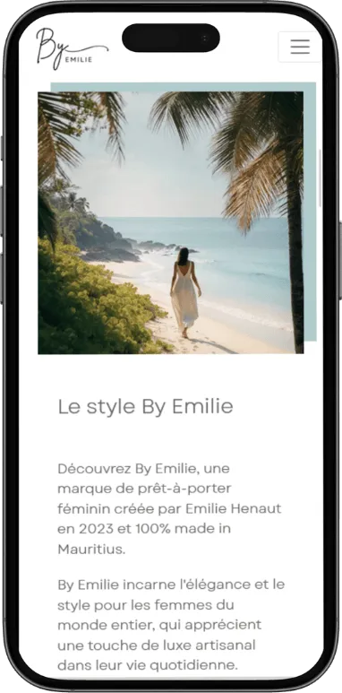Site vitrine ByEmilie sur mobile, capture 2