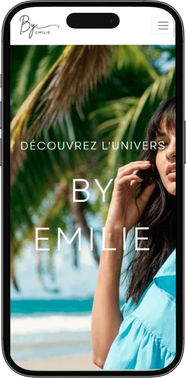 Site vitrine ByEmilie sur mobile, capture 1