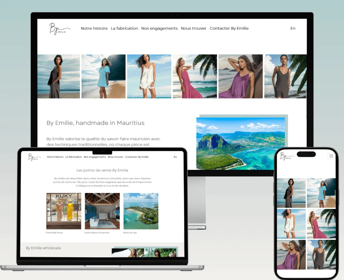 Site vitrine ByEmilie sur plusieurs tailles d'écran