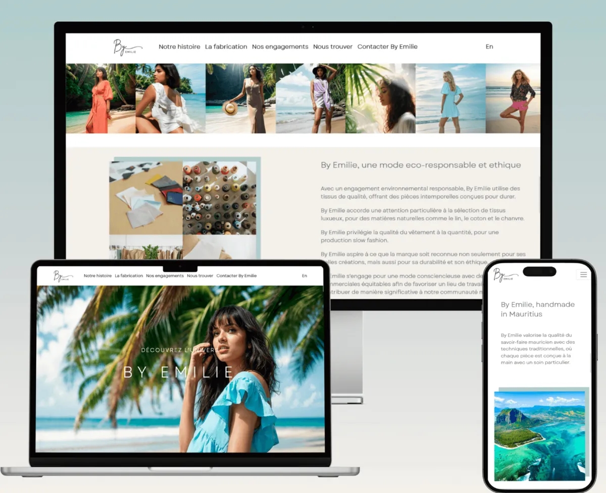 Site vitrine ByEmilie, d'autres pages sur les mêmes écrans