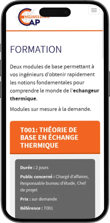 Application Cap Engineering sur mobile, capture 2