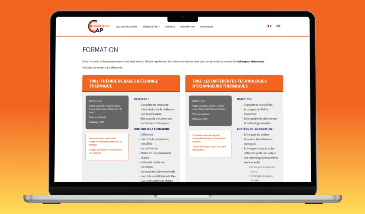Application Cap Engineering sur plusieurs tailles d'écran