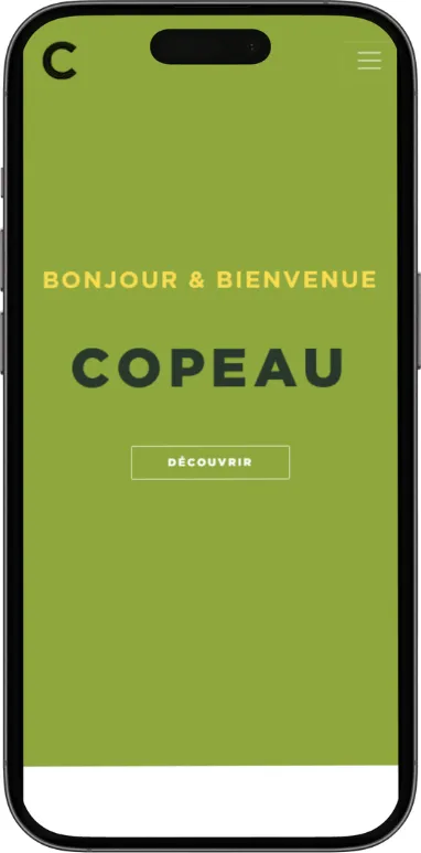 Site vitrine Copeau sur mobile, capture 1