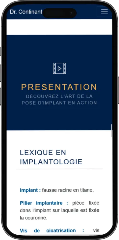 Site vitrine Docteur Continant sur mobile, capture 3