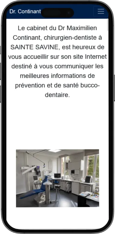 Site vitrine Docteur Continant sur mobile, capture 4