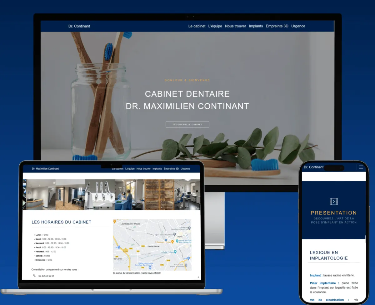 Site vitrine Docteur Continant sur plusieurs tailles d'écran