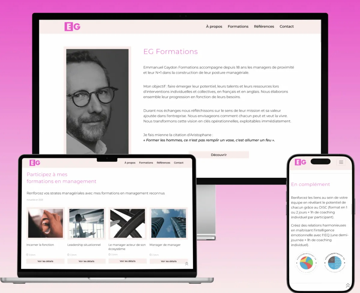 Site vitrine EG Formation sur plusieurs tailles d'écran
