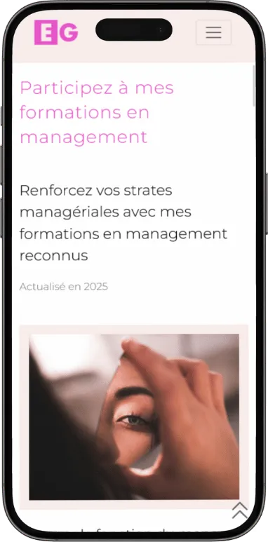 Site vitrine EG Formation sur mobile, capture 1