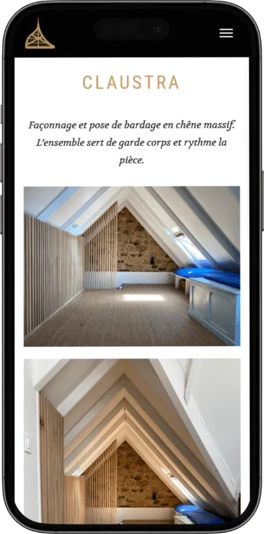 Site vitrine LyonBoisConcept sur mobile, capture 3