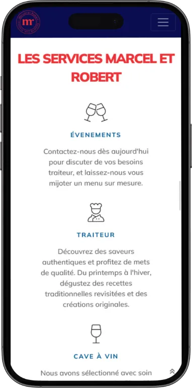 Site vitrine Marcel et Robert sur mobile, capture 3