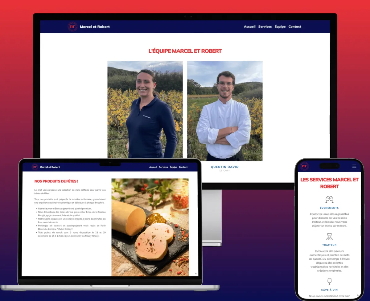 Site vitrine Marcel et Robert, d'autres pages sur les mêmes écrans